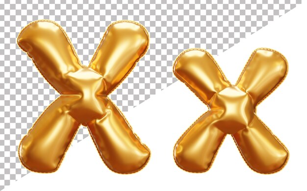 3D realistischer Buchstabe x Gold Heliumfolie Ballon Alphabet, Groß- und Kleinschreibung