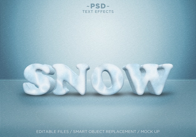 3D realistischer Schneestil-Effektvorlagentext