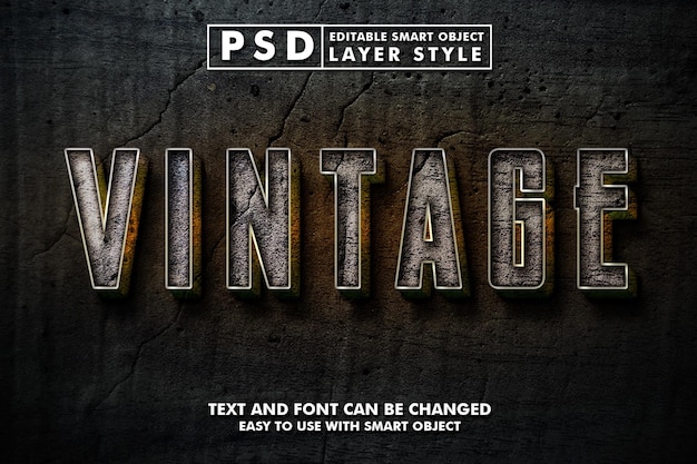3d-realistischer vintage-psd-texteffekt