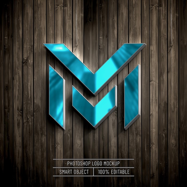 3D-Realistisches Logo-Mockup auf einer Holzwand