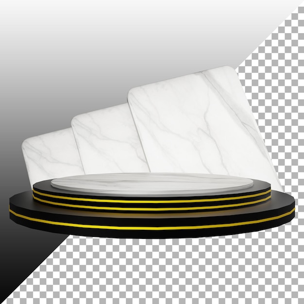 3D-realistisches Podium aus schwarzem Goldmarmor mit transparentem Hintergrund