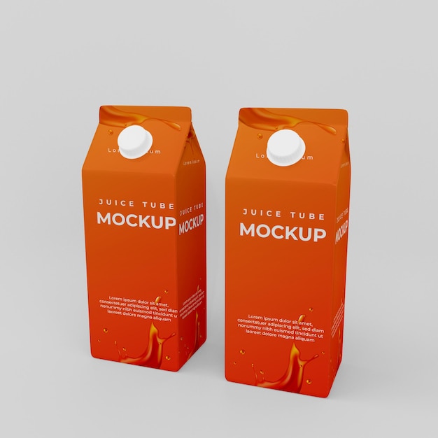 3d realistisches saftpaket mockup