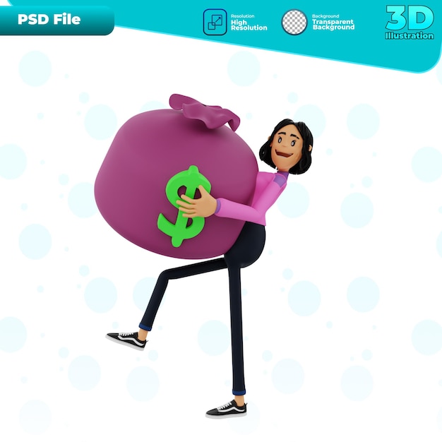 PSD 3d recoge una bolsa de dinero