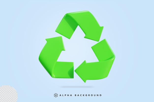 PSD 3d-recycling-symbol auf 3d-rendering-vektorillustration