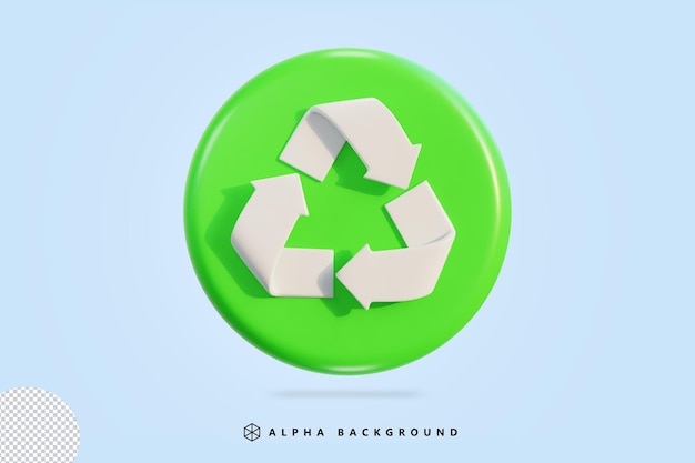 3d-recycling-symbol auf 3d-rendering-vektorillustration