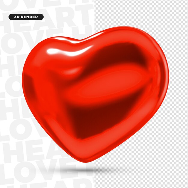 3d red heart isolado para compositon premium psd