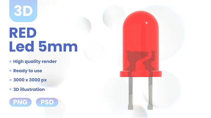 PSD 3d red led 5mm