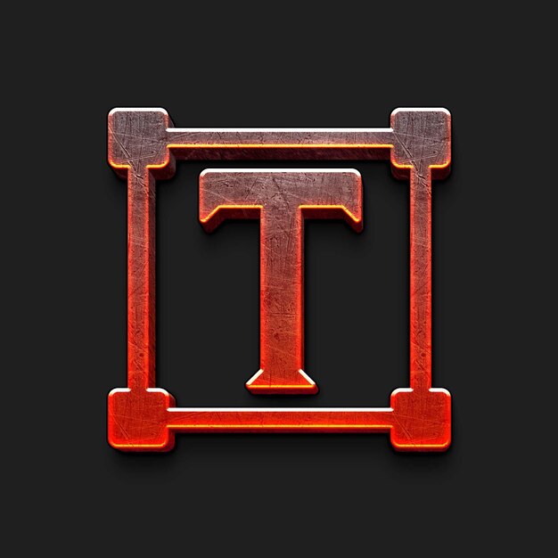 3d red letter t with border tool icon