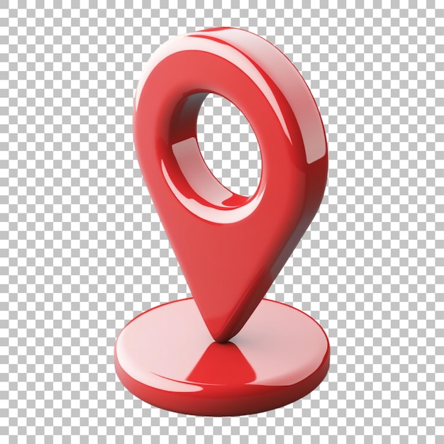 3D Red Location Pin Icon Isolated on Transparent Background for Navigation and Map Designs