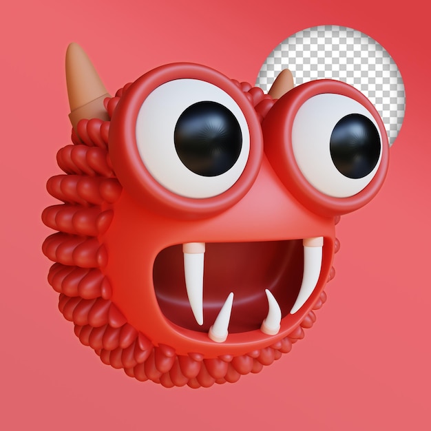 PSD 3d red oger doodle monster charakter premium psd