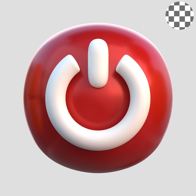 3d red power button icon