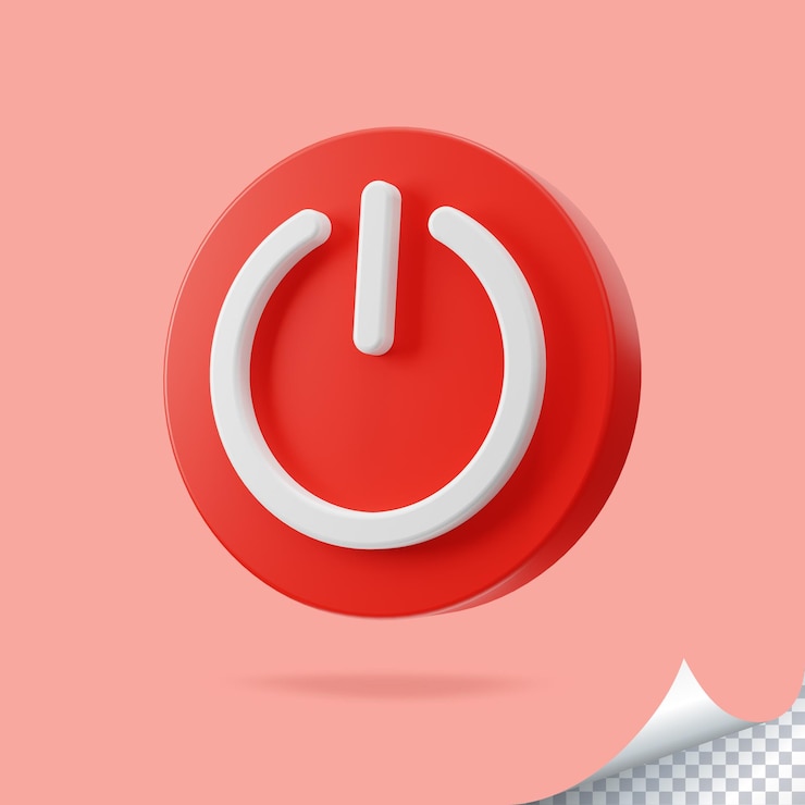 PSD 3d red power button icon