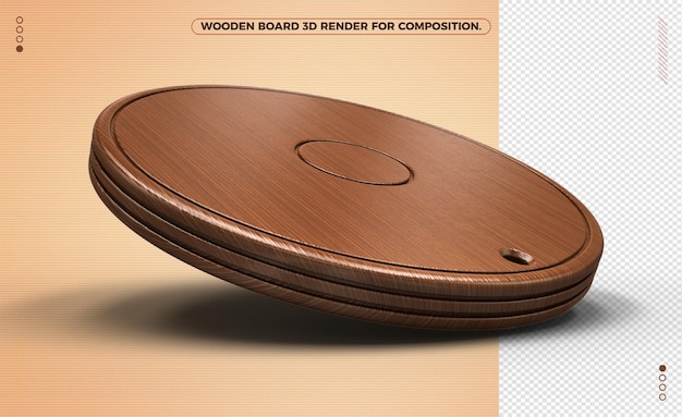 3d redonda placa de madeira isolada