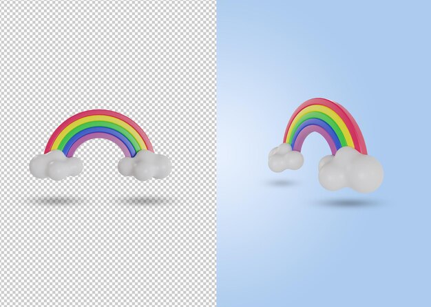 3d-regenbogen und wolke für die buchdekoration von kindern