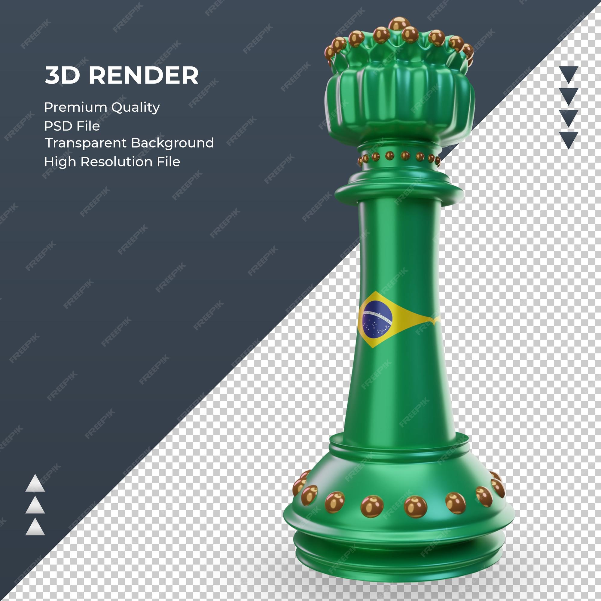 3d rei xadrez brasil bandeira renderização vista direita