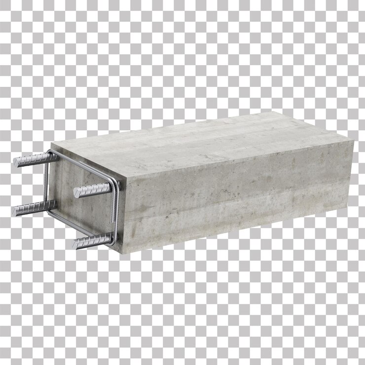 PSD 3d reinforced concrete pillar with steel rebar on isolated background