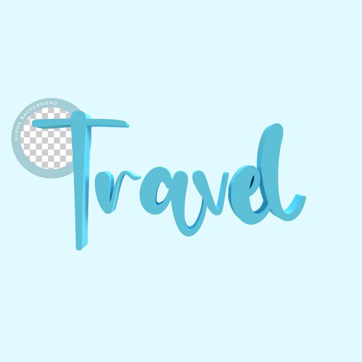 PSD 3d-reisetext. isolierter text.