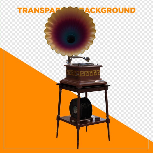 3D rend les couleurs du gramophone avec un fond transparent