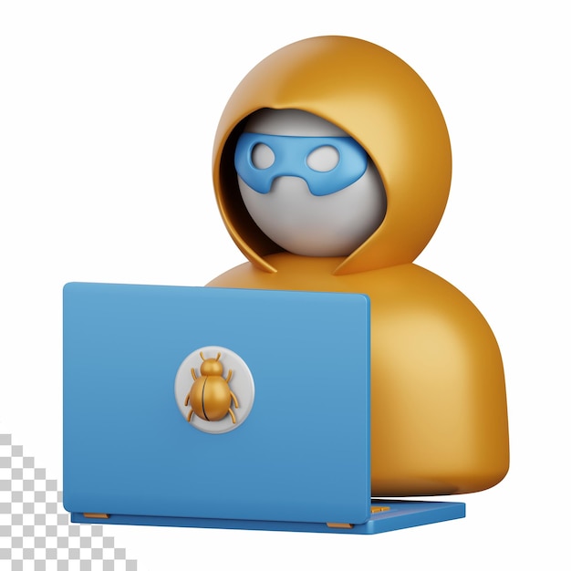 3d rendant hacker isolé utile pour la technologie, la programmation, le développement, le codage, le logiciel, l'application, l'informatique, le serveur et l'élément de conception de connexion