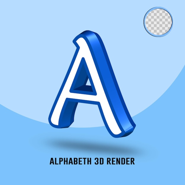 3D rendem a cor azul branca do alfabeto