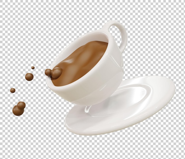 3D rendem a ilustração do respingo do copo de café isolado