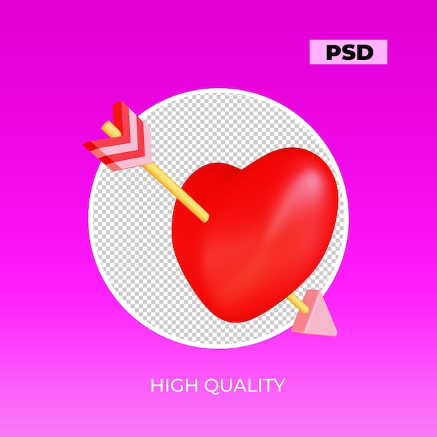 PSD 3d rendem amor e linha