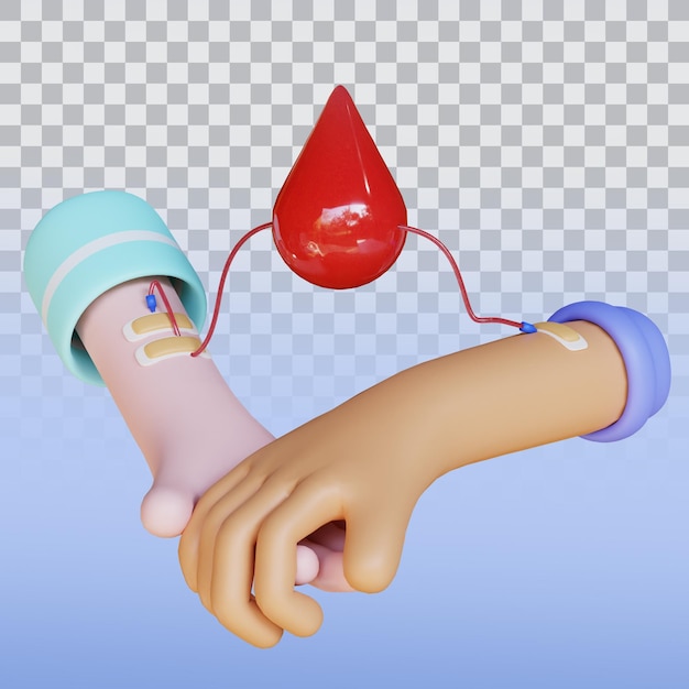 3d rendem doadores de sangue de mão