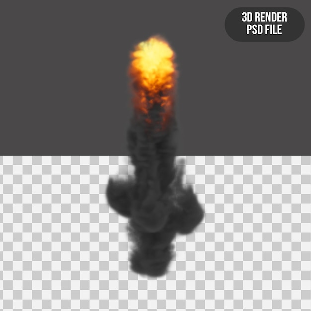 PSD 3d rendem fogo realista e explosão de fumaça