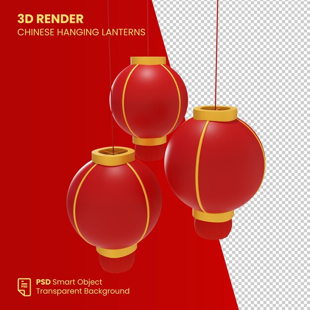 3d rendem lanternas chinesas