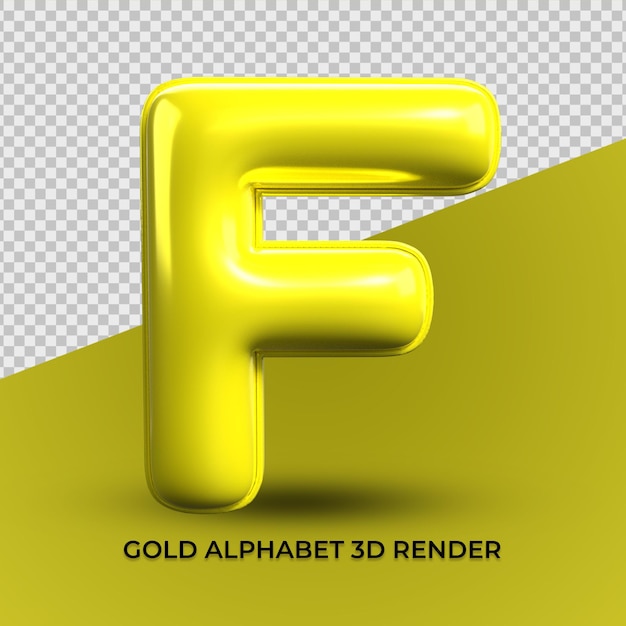 3d rendem o plástico amarelo do alfabeto f