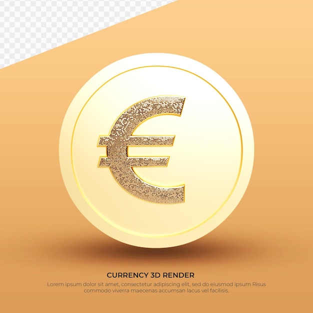 3D rendem o símbolo de moeda do ouro Moeda do Euro