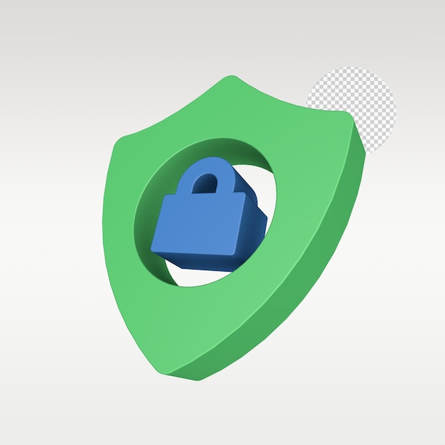 PSD 3d rendem o símbolo do ícone da segurança cibernética