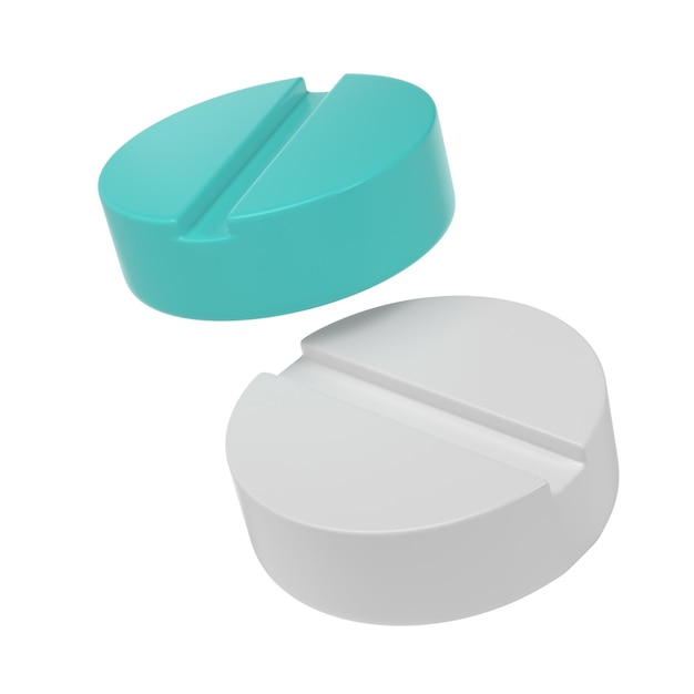3D rendent des capsules, des pilules, des médicaments, des soins de santé, des icônes de pharmacies, une illustration du logo.