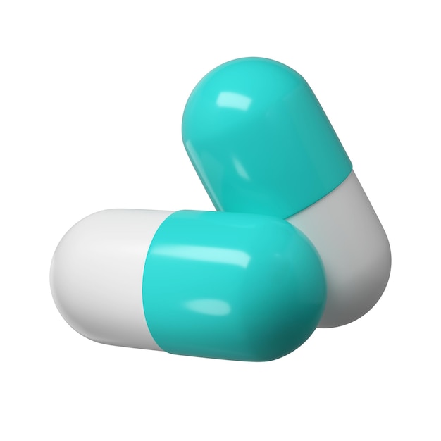 PSD 3d rendent des capsules, des pilules, des médicaments, des soins de santé, des icônes de pharmacies, une illustration du logo.