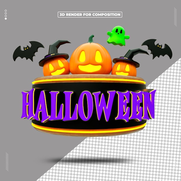 PSD 3d rendent le jour de l'objet joyeux halloween