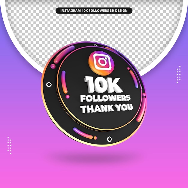 3d render 10 mil seguidores no design do instagram