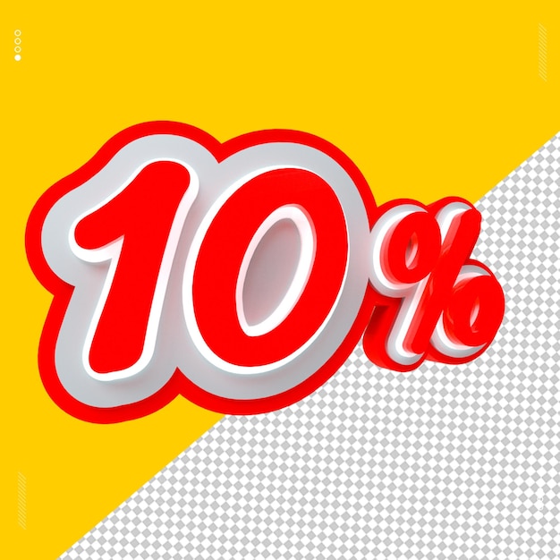 3d render 10 per cento del carattere rosso