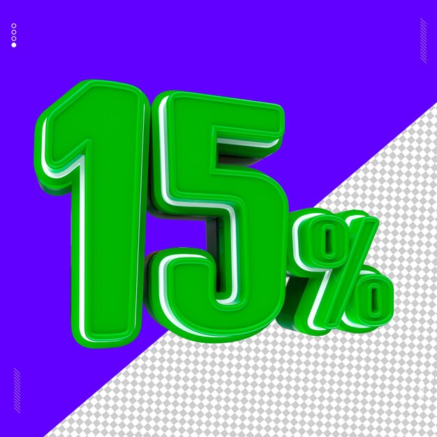 3d render 15 per cento font verde