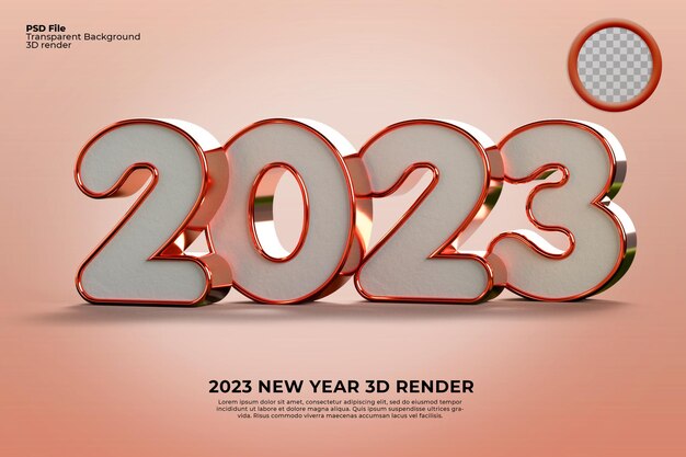 3D Render 2023 nuovo anno colore oro stile