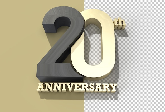 3D Render 20th Years Anniversary Celebration File Psd trasparente.