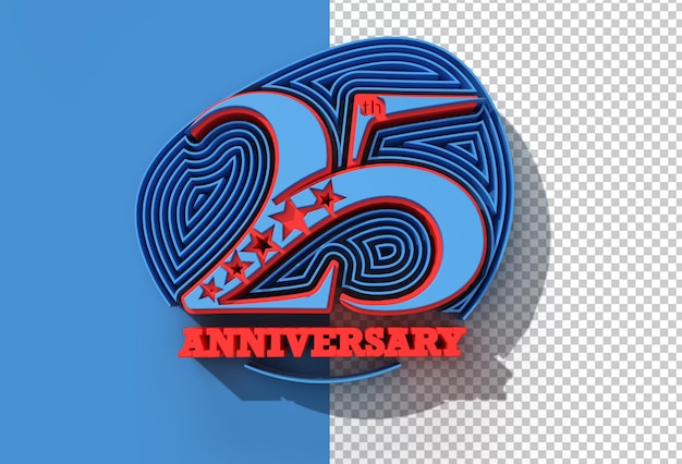 3D Render 25th Years Anniversary Celebration File Psd Trasparente