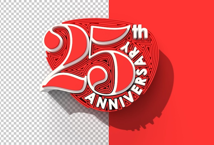 PSD 3d render 25th years anniversary celebration file psd trasparente