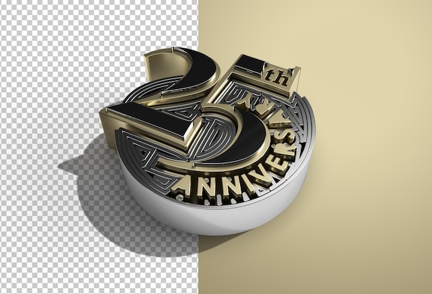 3D Render 25th Years Anniversary Celebration File Psd Trasparente