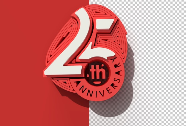 3D Render 25th Years Anniversary Celebration File Psd Trasparente