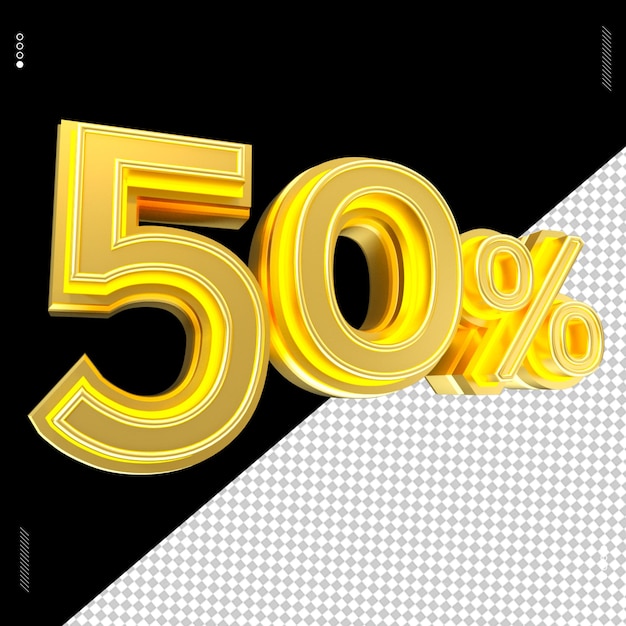 3d render 50 por ciento de la fuente de oro