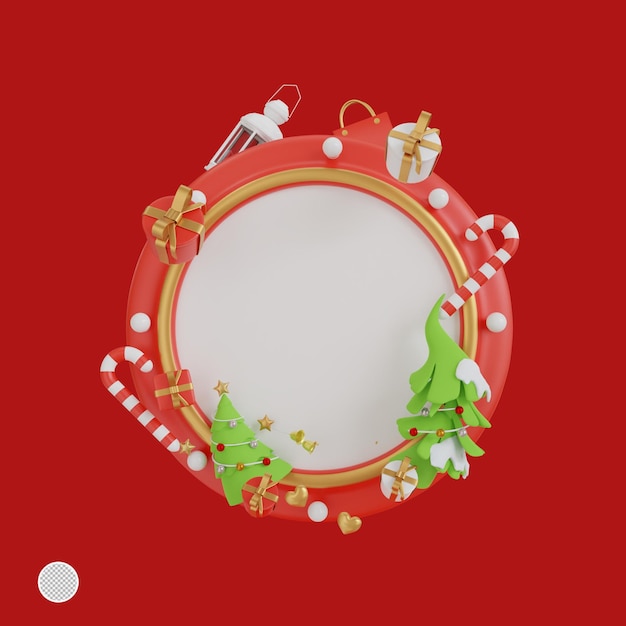 3d render a frame with happy Christmas day concept for your product display 3d render isolated