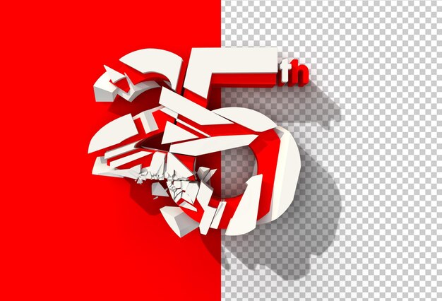 3D Render Abstract Broken  Number Transparent PSD File.