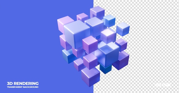3d render abstract geometry cube with transparent background