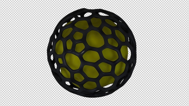 3d render abstraction yellow layer in the middle of the grid