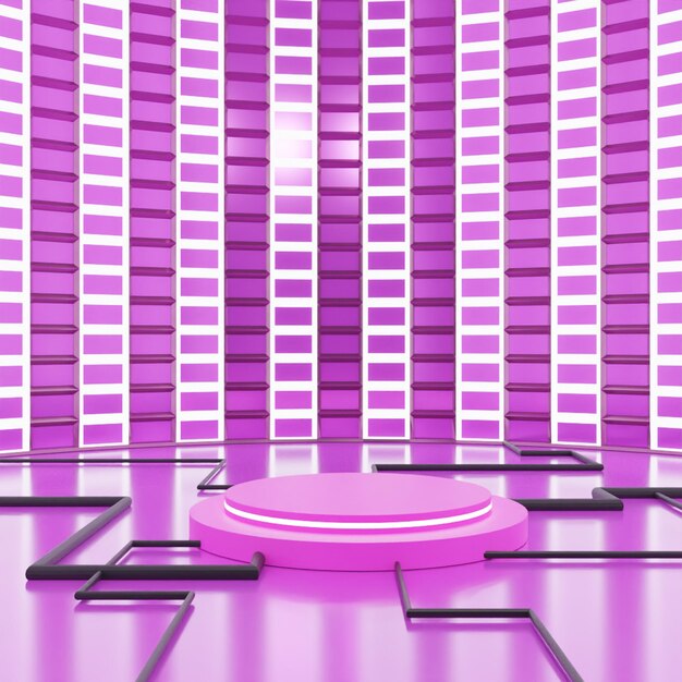 PSD 3d render abstracto podio rosa sobre fondo rosa de alta calidad